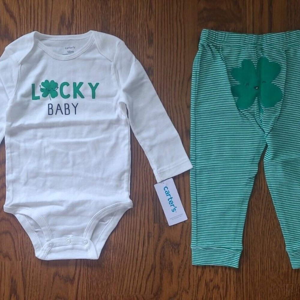 Carter's St Patricks Day "Lucky Baby" Bodysuit Pants Unisex 12 Months